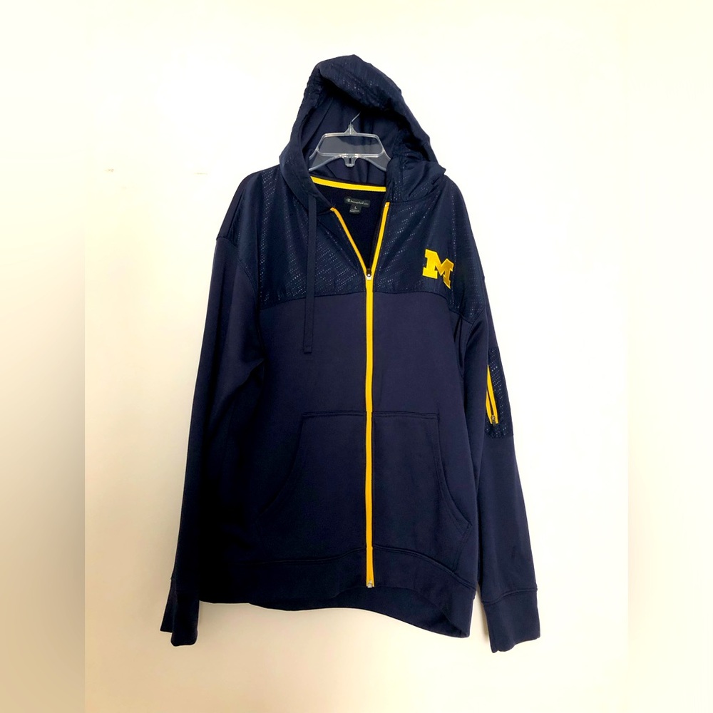 Michigan Navy Blue Hoodie with Yellow Logo
